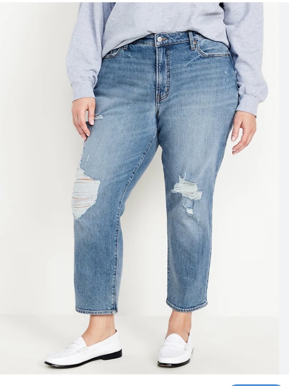 Old Navy Curvy high rise  Boyfriend destroyed crop jeans